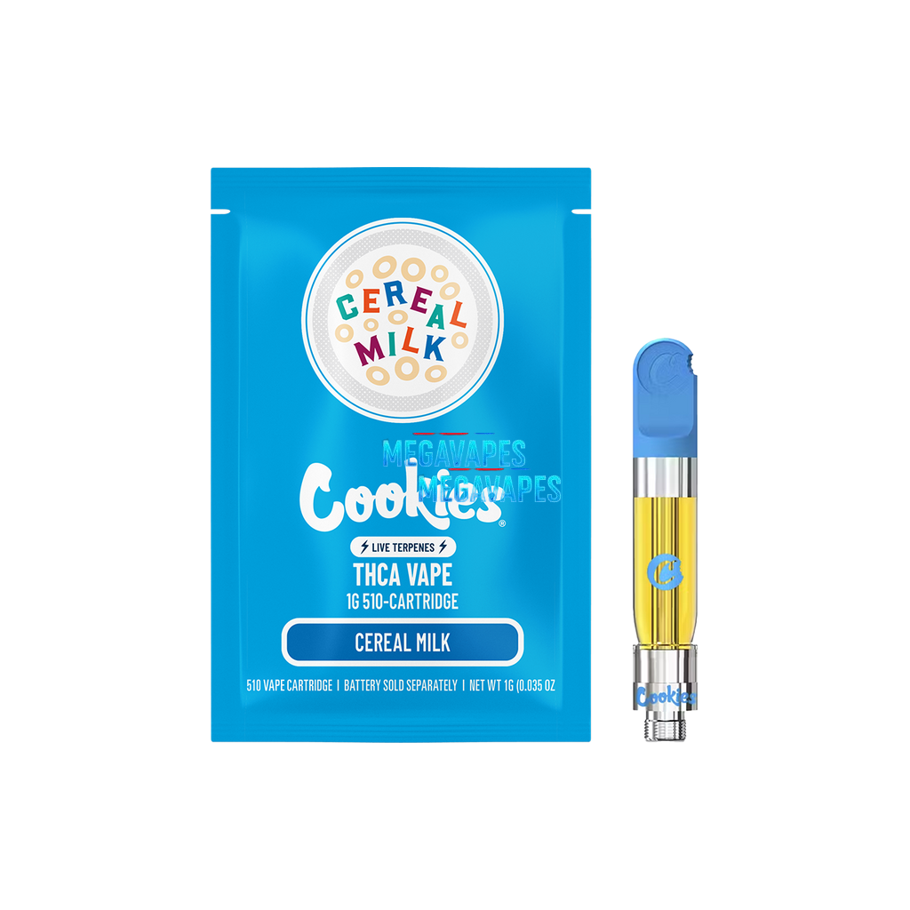 Cookies - THCA Cartridge Cereal Milk 1gr - Mega Vapes Australia Al Fakher Pro Max 12K Battery - Starting From $4.49