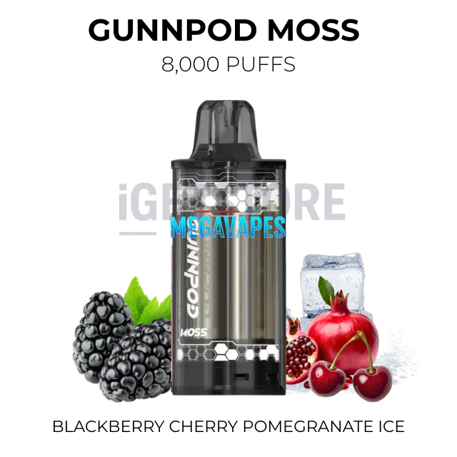 gunnpod-moss-8000-blackberry-cherry-pomegranate-icepng - Mega Vapes Australia