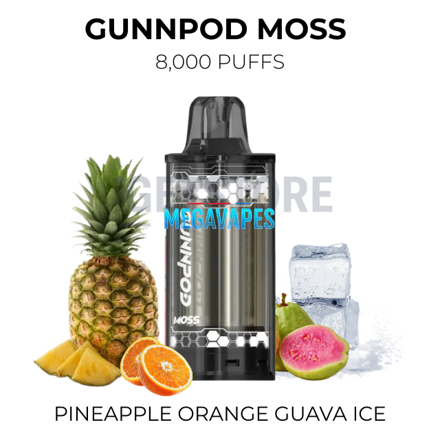 gunnpod-moss-8000-pineapple-orange-guava-icepng - Mega Vapes Australia