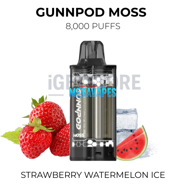 gunnpod-moss-8000-strawberry-watermelon-icepng - Mega Vapes Australia